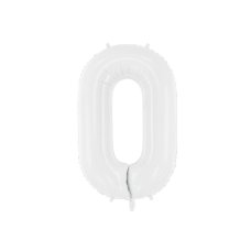 Party Deco Foil Balloon Number #0 86cm White 1pk