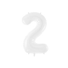 Party Deco Foil Balloon Number #2 86cm White 1pk