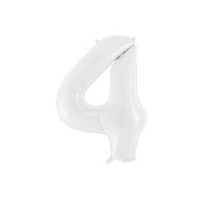 Party Deco Foil Balloon Number #4 86cm White 1pk