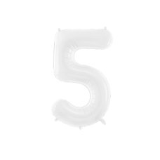 Party Deco Foil Balloon Number #5 86cm White 1pk