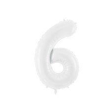 Party Deco Foil Balloon Number #6 86cm White 1pk