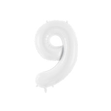 Party Deco Foil Balloon Number #9 86cm White 1pk