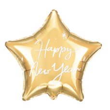 Party Deco Foil Balloon Star Happy New Year Gold 1pk 47x50cm