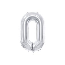 Party Deco Foil Balloon Number #0 86cm Silver 1pk