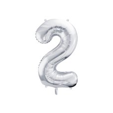 Party Deco Foil Balloon Number #2 86cm Silver 1pk