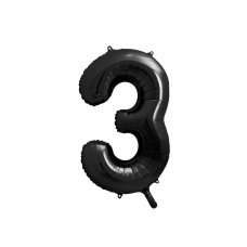 Party Deco Foil Balloon Number #3 86cm Black 1pk