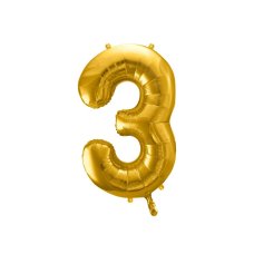 Party Deco Foil Balloon Number #3 86cm Gold 1pk