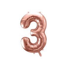 Party Deco Foil Balloon Number #3 86cm Rose Gold 1pk