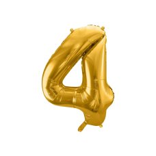 Party Deco Foil Balloon Number #4 86cm Gold 1pk