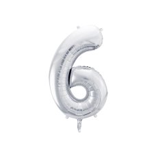 Party Deco Foil Balloon Number #6 86cm Silver 1pk