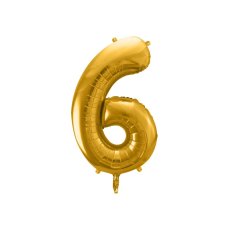 Party Deco Foil Balloon Number #6 86cm Gold 1pk