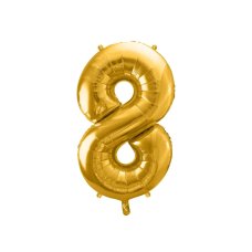Party Deco Foil Balloon Number #8 86cm Gold 1pk