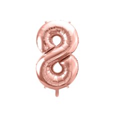 Party Deco Foil Balloon Number #8 86cm Rose Gold 1pk
