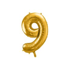 Party Deco Foil Balloon Number #9 86cm Gold 1pk
