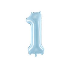 Party Deco Foil Balloon Number #1 86cm Light Blue 1pk