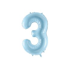Party Deco Foil Balloon Number #3 86cm Light Blue 1pk