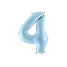 Party Deco Foil Balloon Number #4 86cm Light Blue 1pk