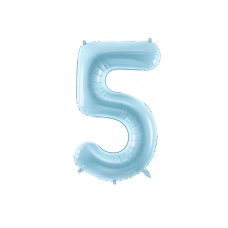 Party Deco Foil Balloon Number #5 86cm Light Blue 1pk