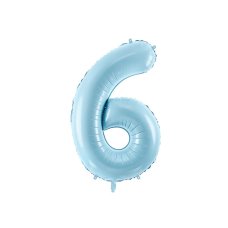 Party Deco Foil Balloon Number #6 86cm Light Blue 1pk