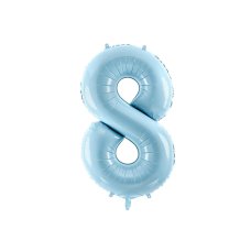 Party Deco Foil Balloon Number #8 86cm Light Blue 1pk
