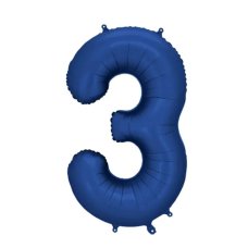 Party Deco Foil Balloon Number #3 86cm Navy 1pk