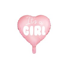 Party Deco Foil Balloon Matte Heart it's a Girl Pastel Pink 1pkt 45CM