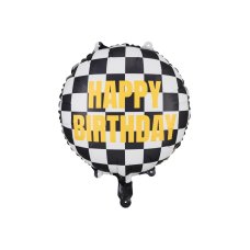 Party Deco Foil Balloon Checkered Flag Happy Birthday 1pkt 45cm