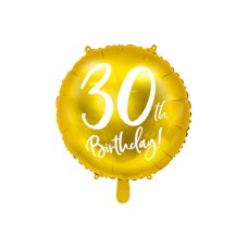 Party Deco Foil Balloon Round Cursive 30th Birthday Gold 1pkt 45CM