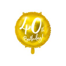 Party Deco Foil Balloon Round Cursive 40th Birthday Gold 1pkt 45CM