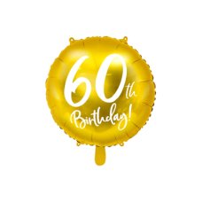 Party Deco Foil Balloon Round Cursive 60th Birthday Gold 1pkt 45CM