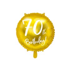 Party Deco Foil Balloon Round Cursive 70th Birthday Gold 1pkt 45CM