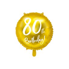 Party Deco Foil Balloon Round Cursive 80th Birthday Gold 1pkt 45CM