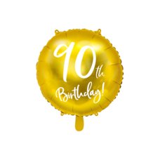 Party Deco Foil Balloon Round Cursive 90th Birthday Gold 1pkt 45CM