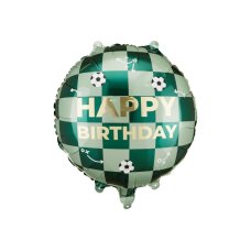 Party Deco Foil Balloon Round Happy Birthday w/ Soccer Balls 35cm