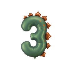Foil balloon Number ''3'' Dinosaur 92cm 1 pkt