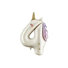 Foil balloon Number ''4'' Unicorn  93cm 1 pkt