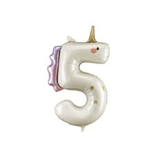 Foil balloon Number ''5'' Unicorn  93cm 1 pkt