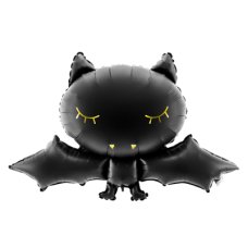 Party Deco Foil Balloon Black Bat with Gold Detail 1pkt 80x52CM
