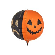 Party Deco Foil Balloon Scary Pumpkin Sphere Orange & Black 50cm 1pkt