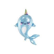Party Deco Foil Balloon Glossy Narwhal Blue 1pkt 53x87CM