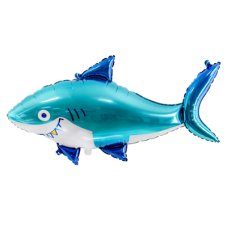 Party Deco Foil Balloon Glossy Shark Aqua 1pkt 102x62CM