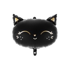 Party Deco Foil Balloon Matte Black Cat with Gold Detail 1pkt 48x36CM