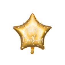 Party Deco Foil Balloon Glossy Star Cursive Happy Birthday Gold 1pkt 40CM