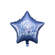 Party Deco Foil Balloon Glossy Star Cursive Happy Birthday Navy 1pkt 40CM