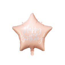 Party Deco Foil Balloon Glossy Star Cursive Happy Birthday Pastel Pink 1pkt 40CM