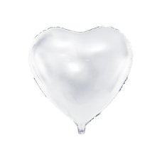 Party Deco Foil Balloon Heart 45cm Met. White 1pk