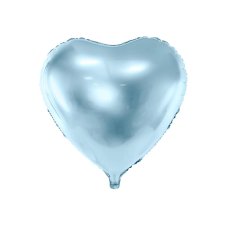 Party Deco Foil Balloon Heart 45cm Met. Sky-Blue 1pk