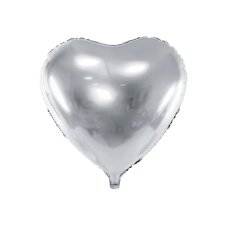 Party Deco Foil Balloon Heart 45cm Met. Silver 1pk