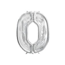 Party Deco Number Frame #0 for latex balloons 126cm Silver