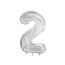 Party Deco Number Frame #2 for latex balloons 126cm Silver